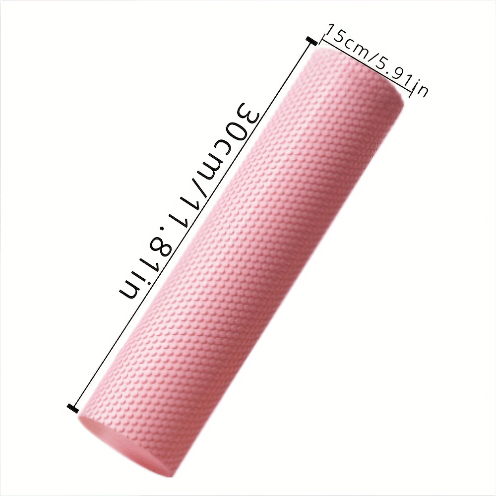 Textured pink EVA yoga roller 30cm for muscle relief and fitness, SF2822. Ideal for deep tissue massage and post-workout recovery.