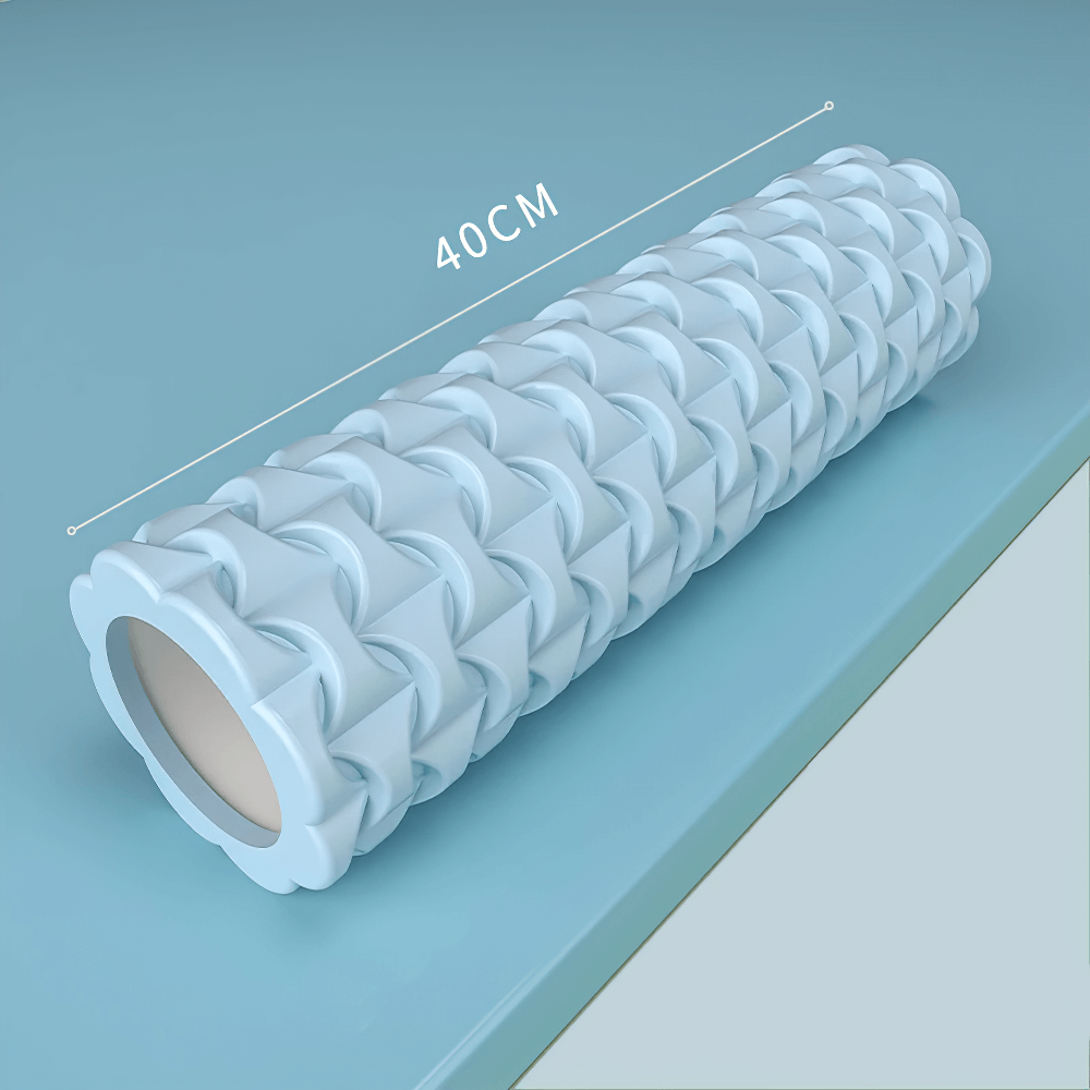 40cm textured foam roller for yoga, Pilates, deep tissue massage, and recovery. Ideal for athletes, beginners, gym, studio, home.