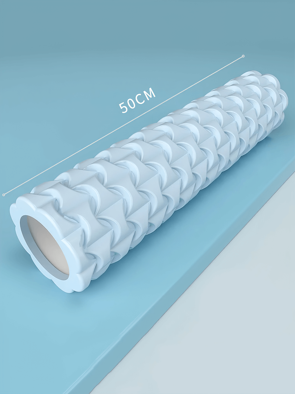 50cm textured foam roller for yoga and fitness, deep tissue massage tool for muscle recovery, lightweight and portable design, SF3418.