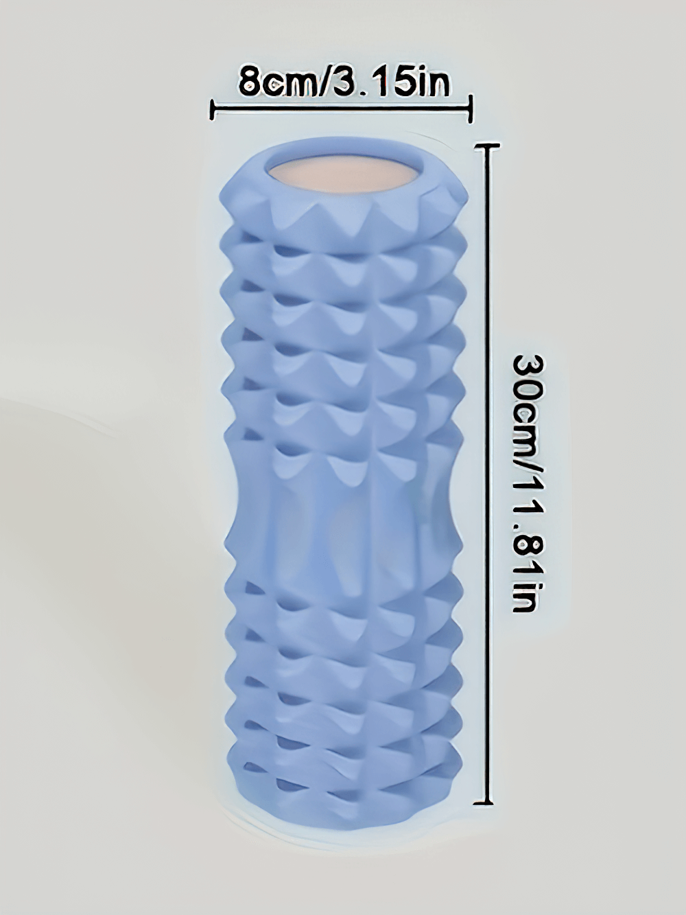 Textured foam roller SF2819 for deep tissue massage, portable, lightweight, blue, dimensions 8cm x 30cm, ideal for yoga and Pilates.