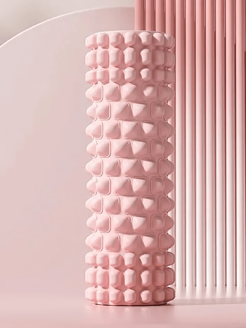 Textured Yoga Foam Roller for Deep Muscle Massage - SF3491 in pink with raised massage nodes for fitness and recovery.
