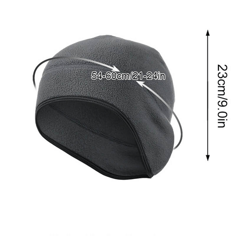 Thermal fleece hat in dark grey with size 54-60 cm, ideal for outdoor sports, windproof and stretchy material for men and women.