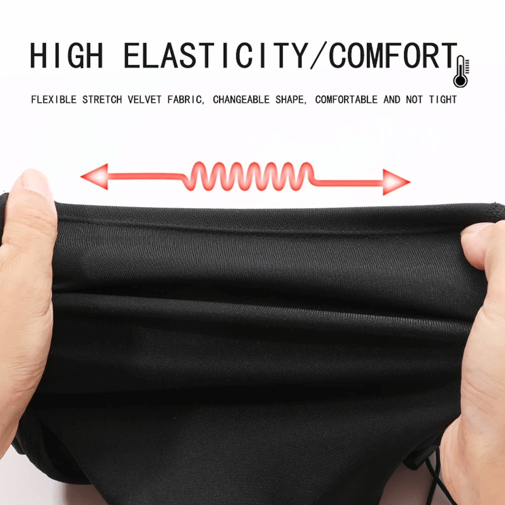 Demonstrating high elasticity and comfort of thermal neck gaiter SF2495 with flexible stretch velvet fabric.