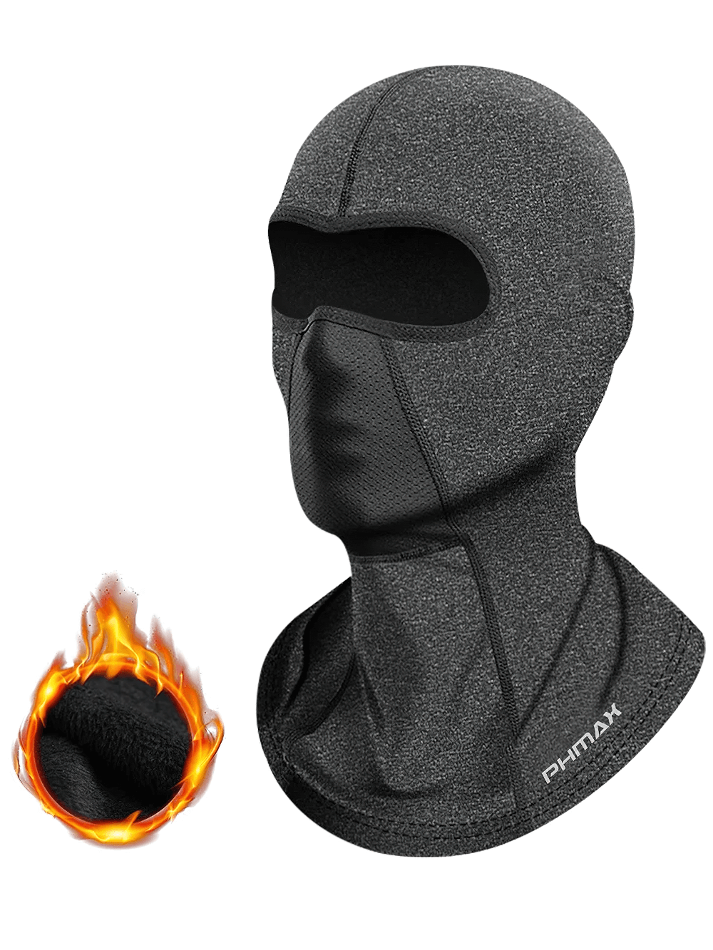 Unisex thermal windproof balaclava for cycling and skiing, solid black, featuring nylon blend for outdoor sports protection and warmth.