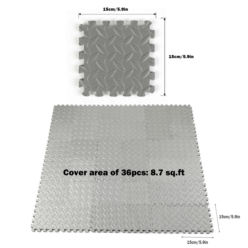 Thick EVA Foam Exercise Mats for Indoor Flooring - SF3464; 15x15cm size, non-slip surface, 8.7 sq.ft coverage, ideal for home gym use.