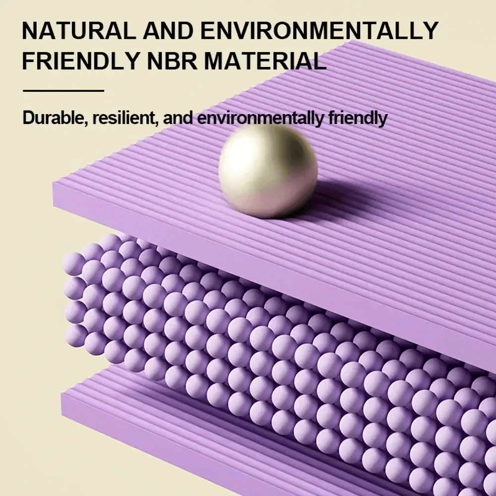 Illustration of natural NBR material used in thick yoga mat, showcasing layered texture with eco-friendly properties