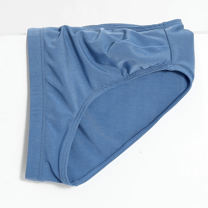 Thin Breathable Ribbed Briefs for Men - Casual Low-Rise, Blue