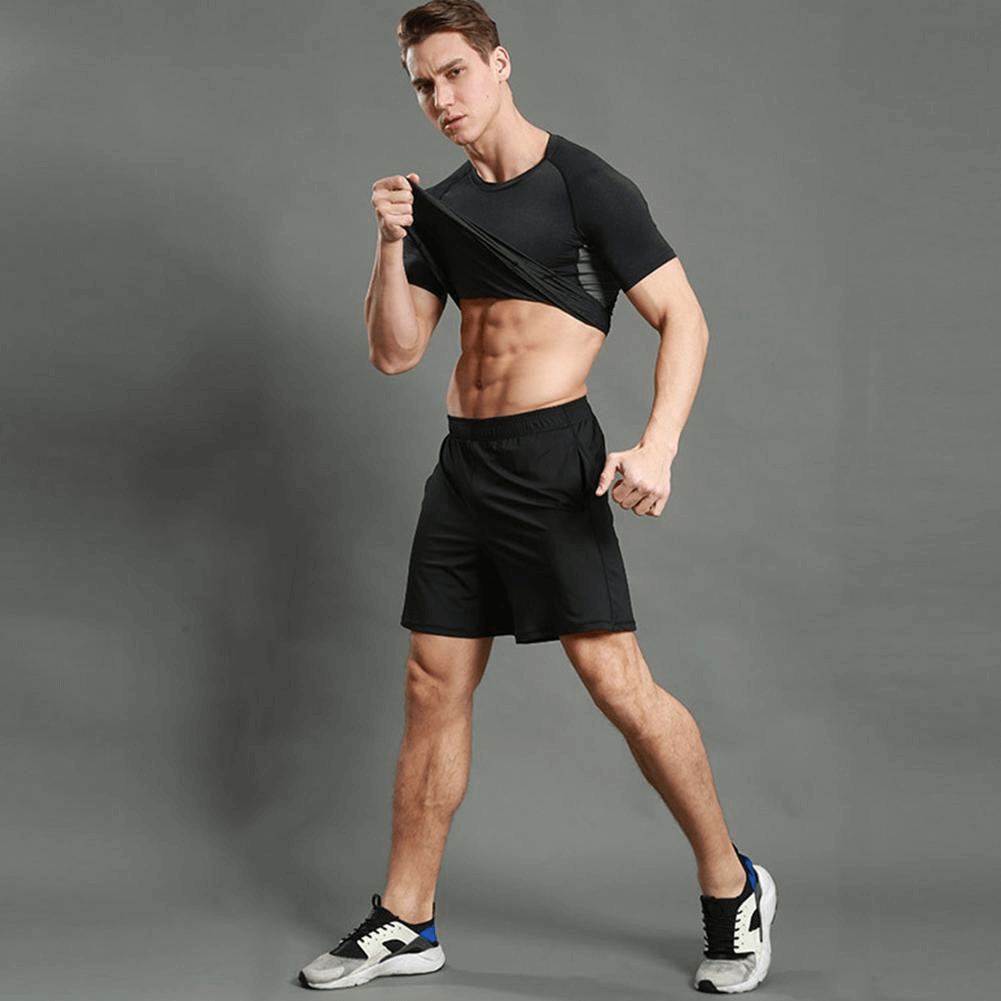 Alt Tag: Athletic man wearing thin breathable workout shorts, demonstrating quick-dry feature. Ideal for running and intensive workouts.