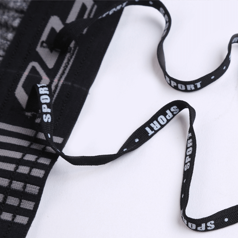 Close-up of black quick-dry drawstring with 'Sport' text, ideal for thin breathable workout shorts SF1480.