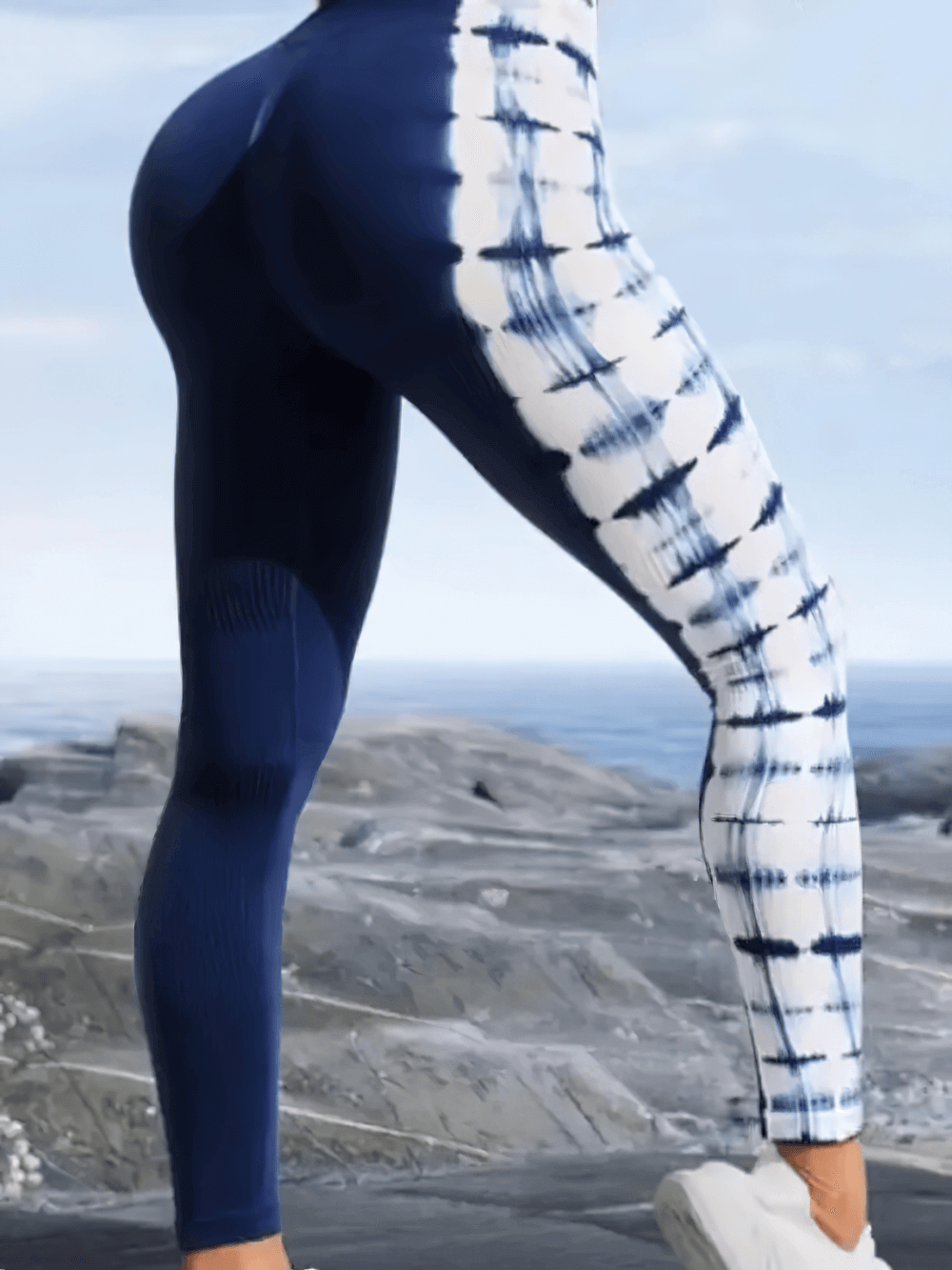 Tie Dye Seamless High Waist Leggings for Women - SF4057 showcasing stretch and sculpting fit for gym and yoga activities.