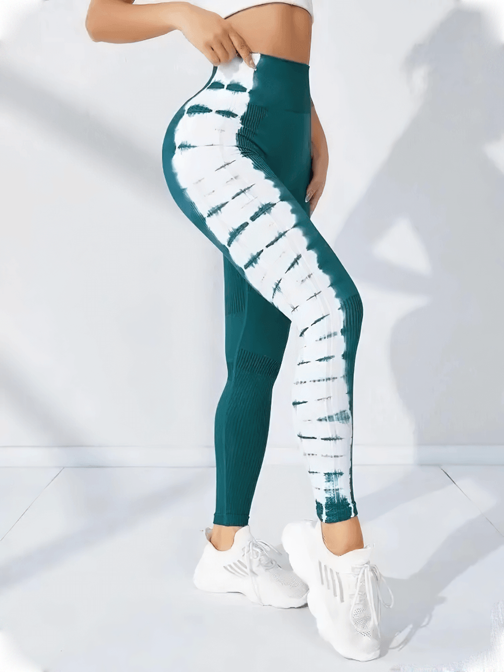 Woman wearing Tie Dye Seamless High Waist Leggings for Women - SF4057 for gym and yoga