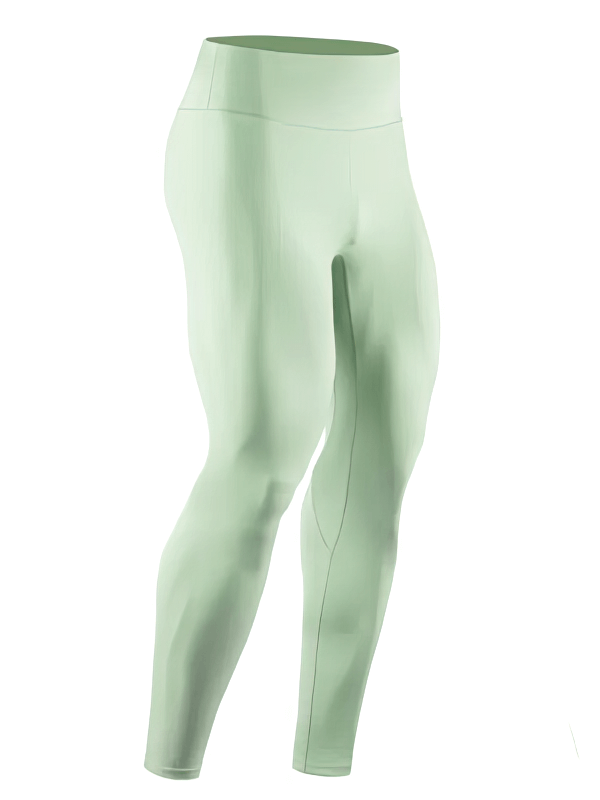 Mint green men's high rise workout leggings, breathable and lightweight, perfect for active wear and running. Model SF1571.