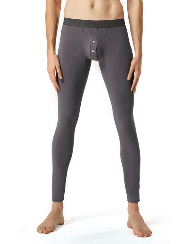 Men's tight-fitting elastic thermal pants, gray SF1384, 92% rayon 8% spandex, maximum warmth and comfort.