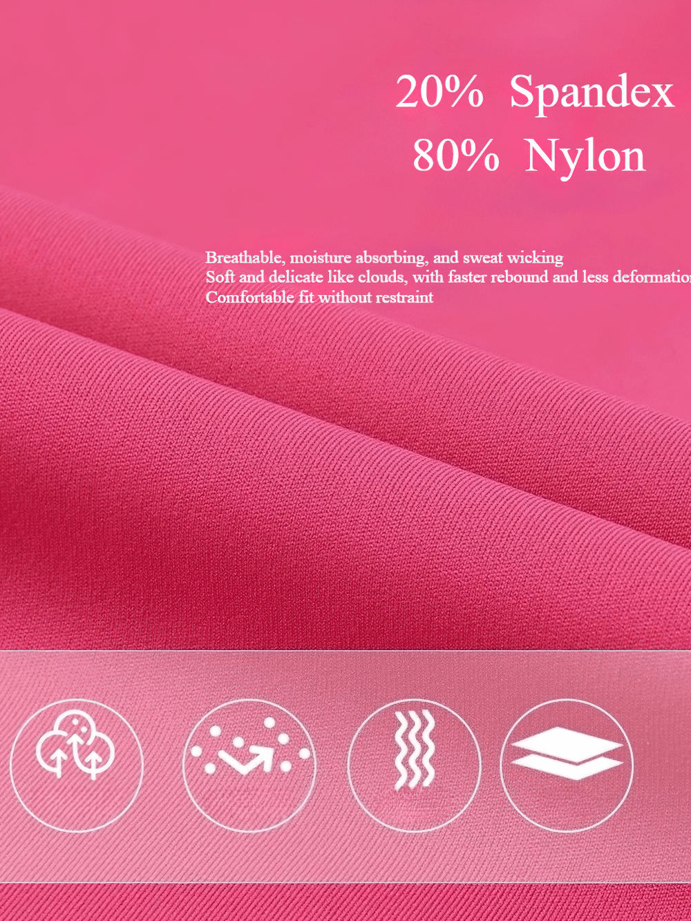 Fabric composition for Tight Fitting High Waisted Scrunch Yoga Shorts SF4119 showing 20% Spandex, 80% Nylon with breathable features.