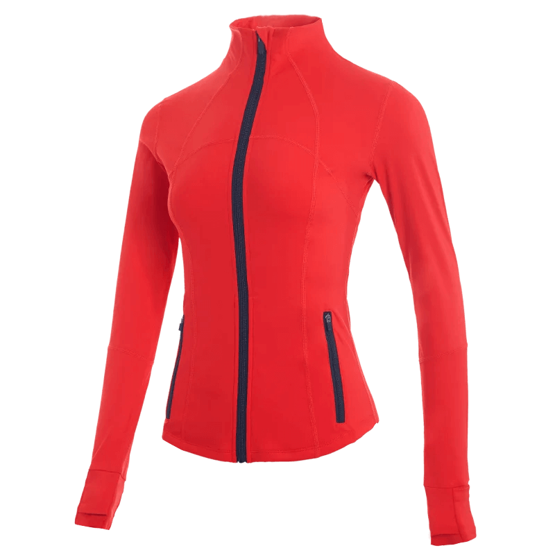 Tight Sports Women's Jacket with Zipper and Pockets - SF1713, featuring breathable, quick-dry fabric for female athletes.
