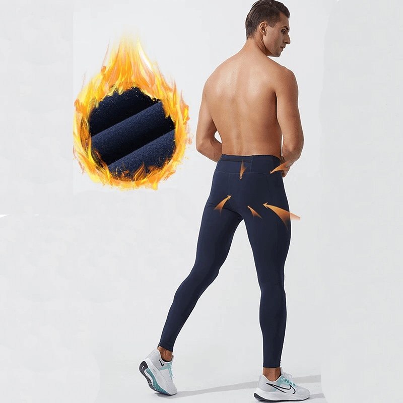 Man wearing Tight Sporty Men's Leggings with Back Pocket, highlighting mobility and comfort, ideal for sports activities.