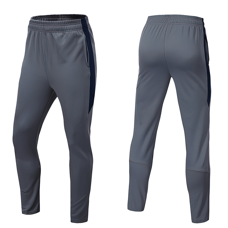 Training Breathable Elastic Men's Running Pants SF1356 in gray, front and back view. Ideal for serious male runners.