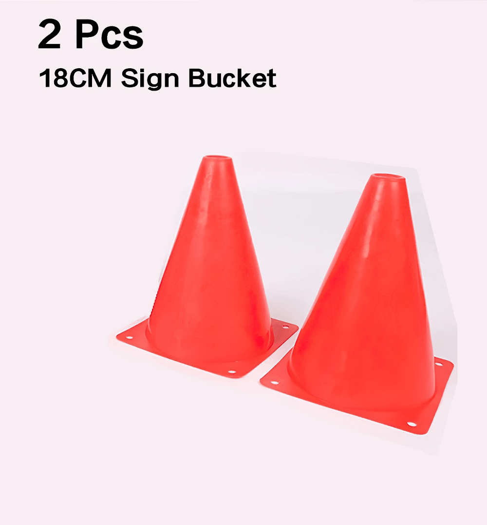 Two red 18cm training cones for sports agility drills, SF2758, perfect for soccer and coordination exercises.