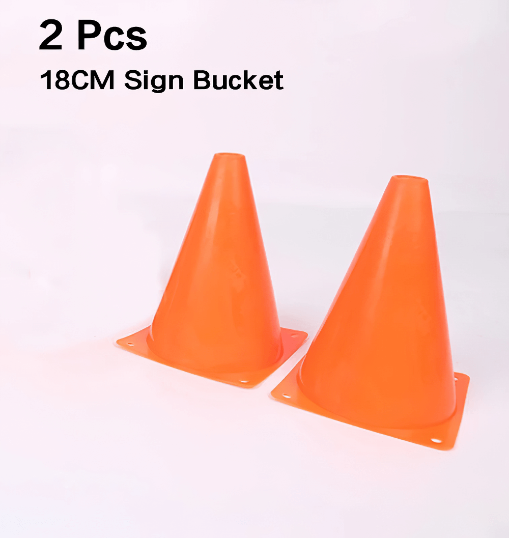 Orange 18cm training cones for sports agility drills, set of 2, perfect for enhancing speed and coordination.