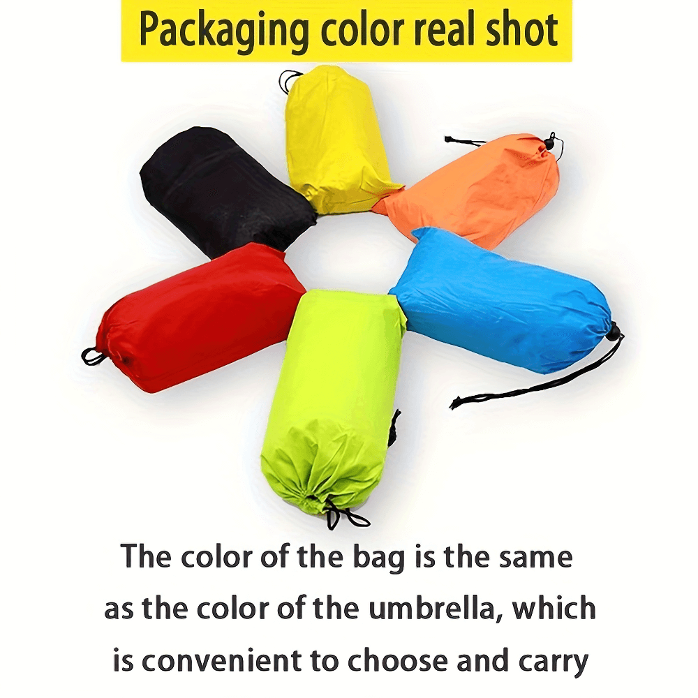 Vibrant umbrella bags in multiple colors, matching the umbrella. Easy to carry and choose. Packaging colors real shot.