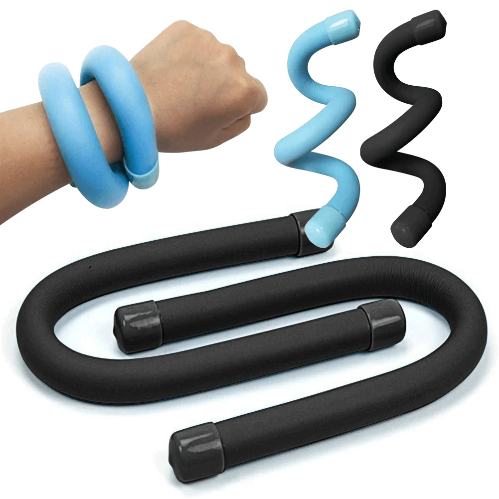 Adjustable waterproof training weight bracelets for yoga and home workouts, featuring flexible black and blue designs for wrist and ankle use.