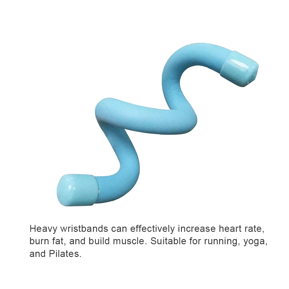 Curved blue waterproof weight bracelet for wrists and ankles, ideal for yoga, running, and home workouts. Adjustable and durable design.