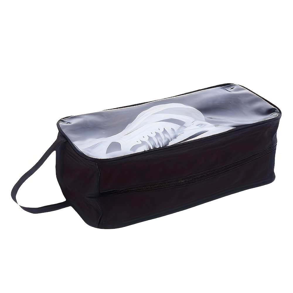 Transparent travel shoe storage bag with handle and clear window, SF2669. Perfect for secure and organized shoe storage.