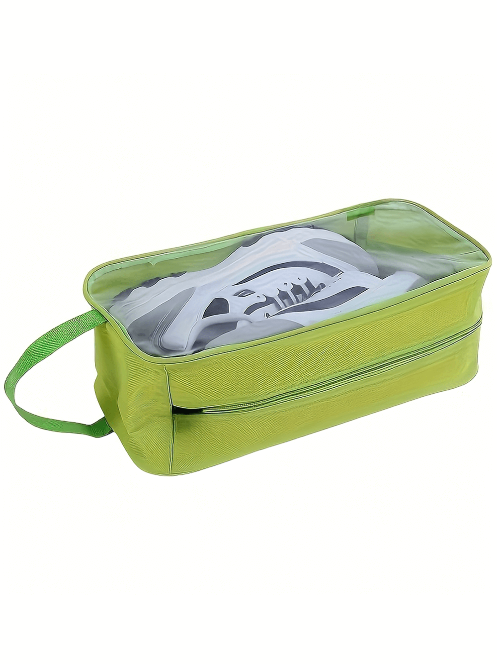 Transparent travel shoe storage bag SF2669 with handle, showcasing a white sneaker inside. Ideal for waterproof travel organization.