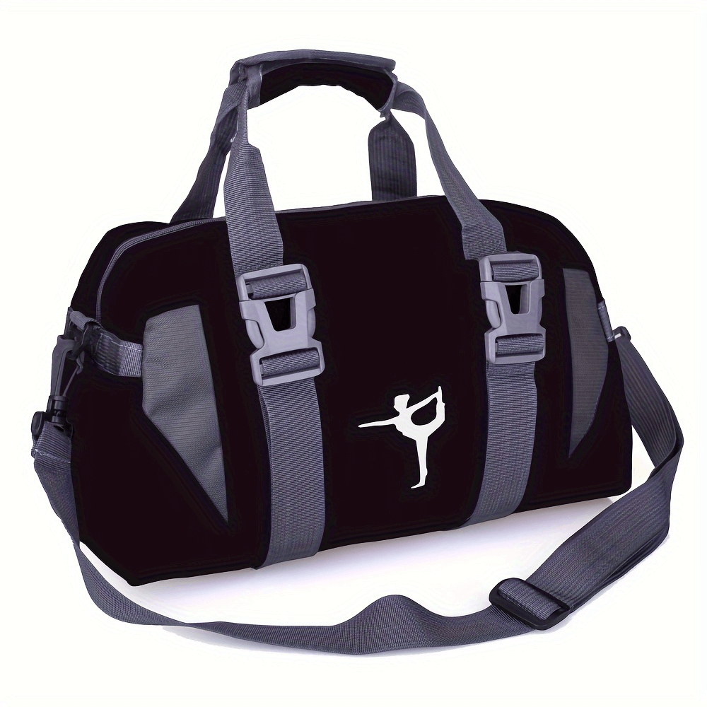 Black travel and fitness duffle bag SF2656 with adjustable straps, spacious design, ideal for gym, yoga, and outdoor activities.