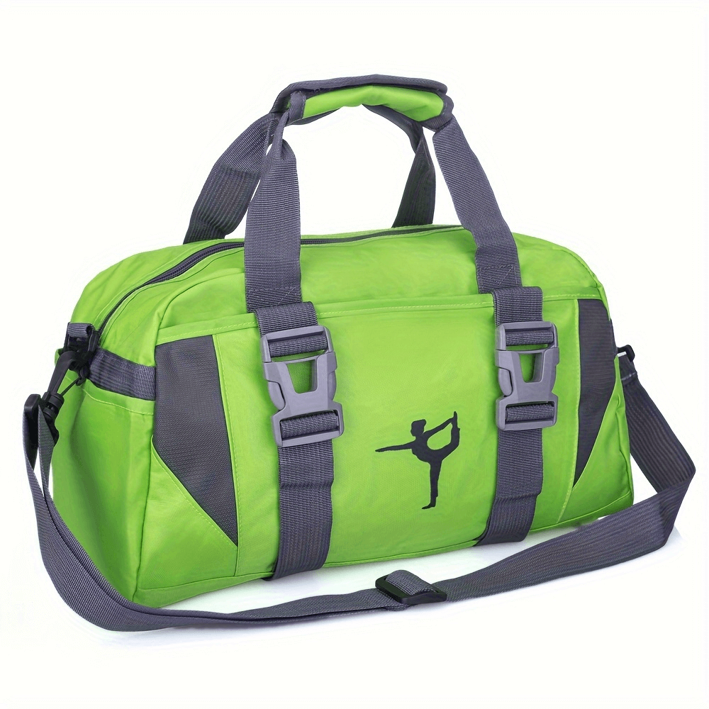 Green water-resistant duffle bag SF2656 with large capacity, ideal for travel and fitness. Features adjustable straps and durable material.