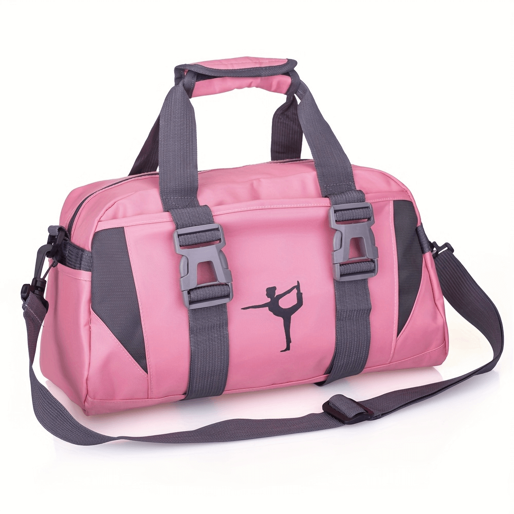 Pink travel and fitness duffle bag SF2656 with large capacity, adjustable straps, and durable material for gym, yoga, and travel.