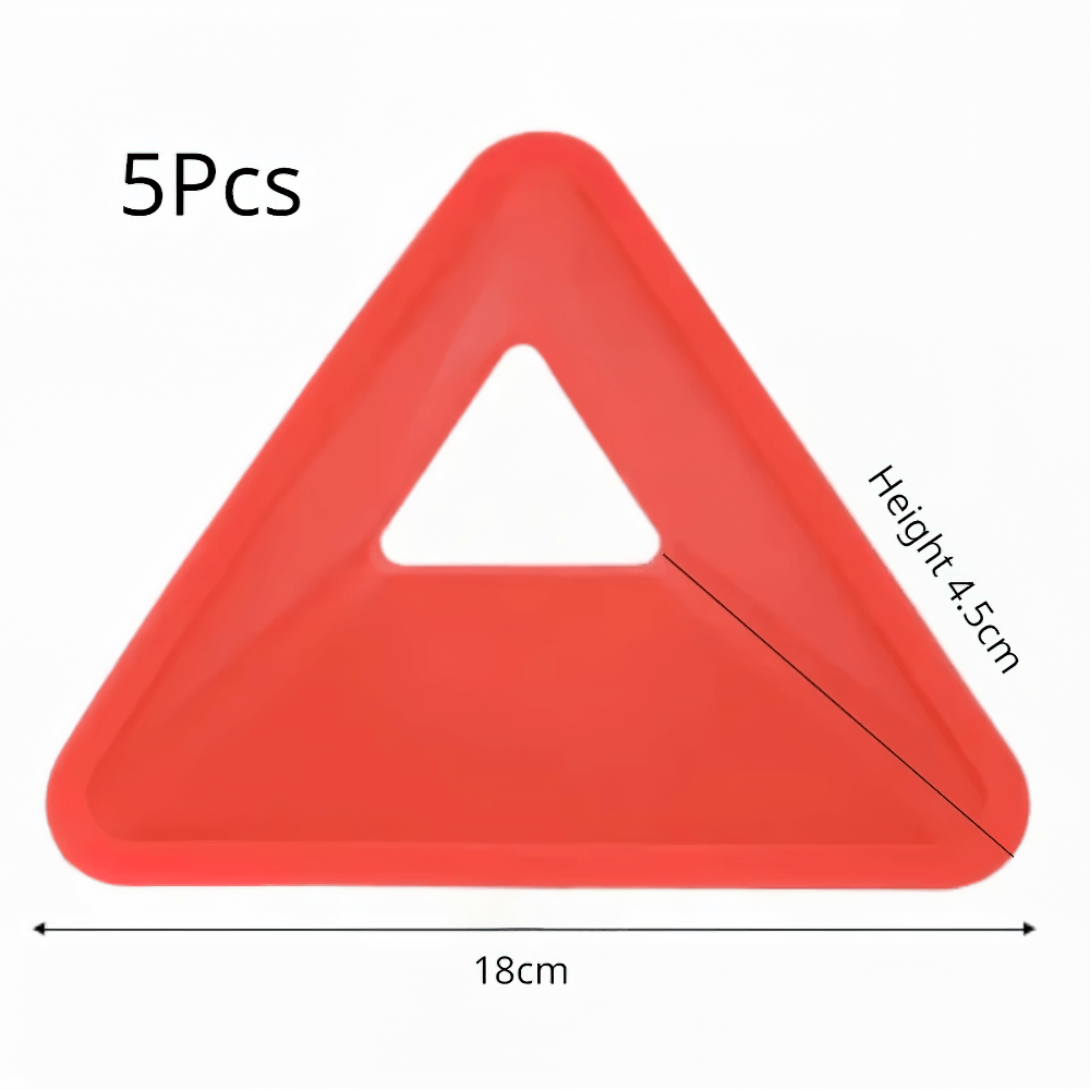 Red triangle field marker cone for soccer and sports training, SF3198 model, with size dimensions shown for drills and practice sessions.