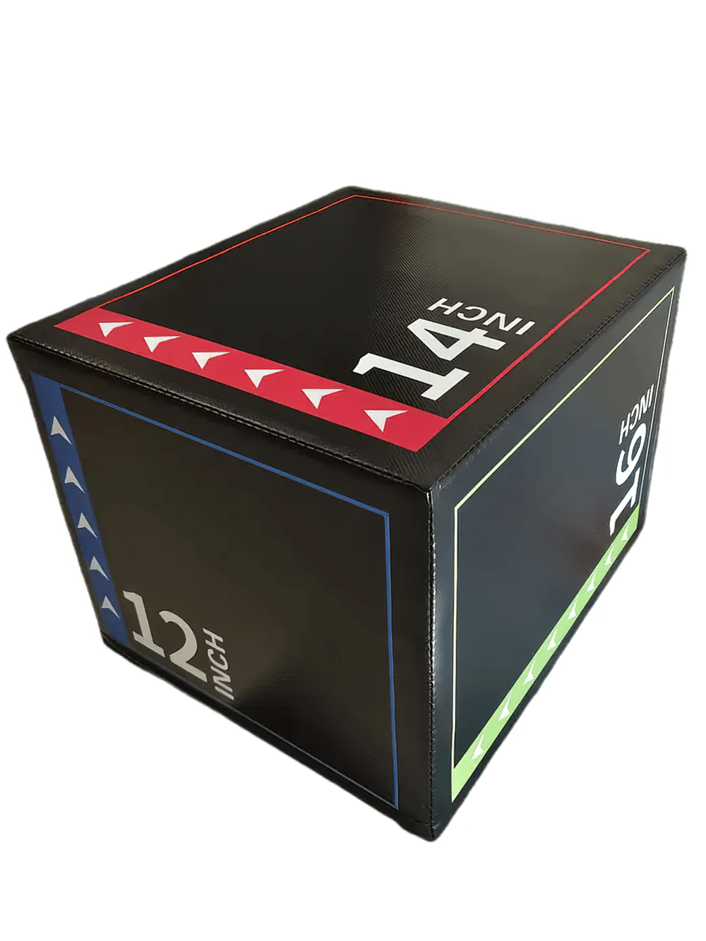 Triple-Height Fitness Box with red, blue, and green color accents, ideal for diverse workout intensities. Model SF2789.