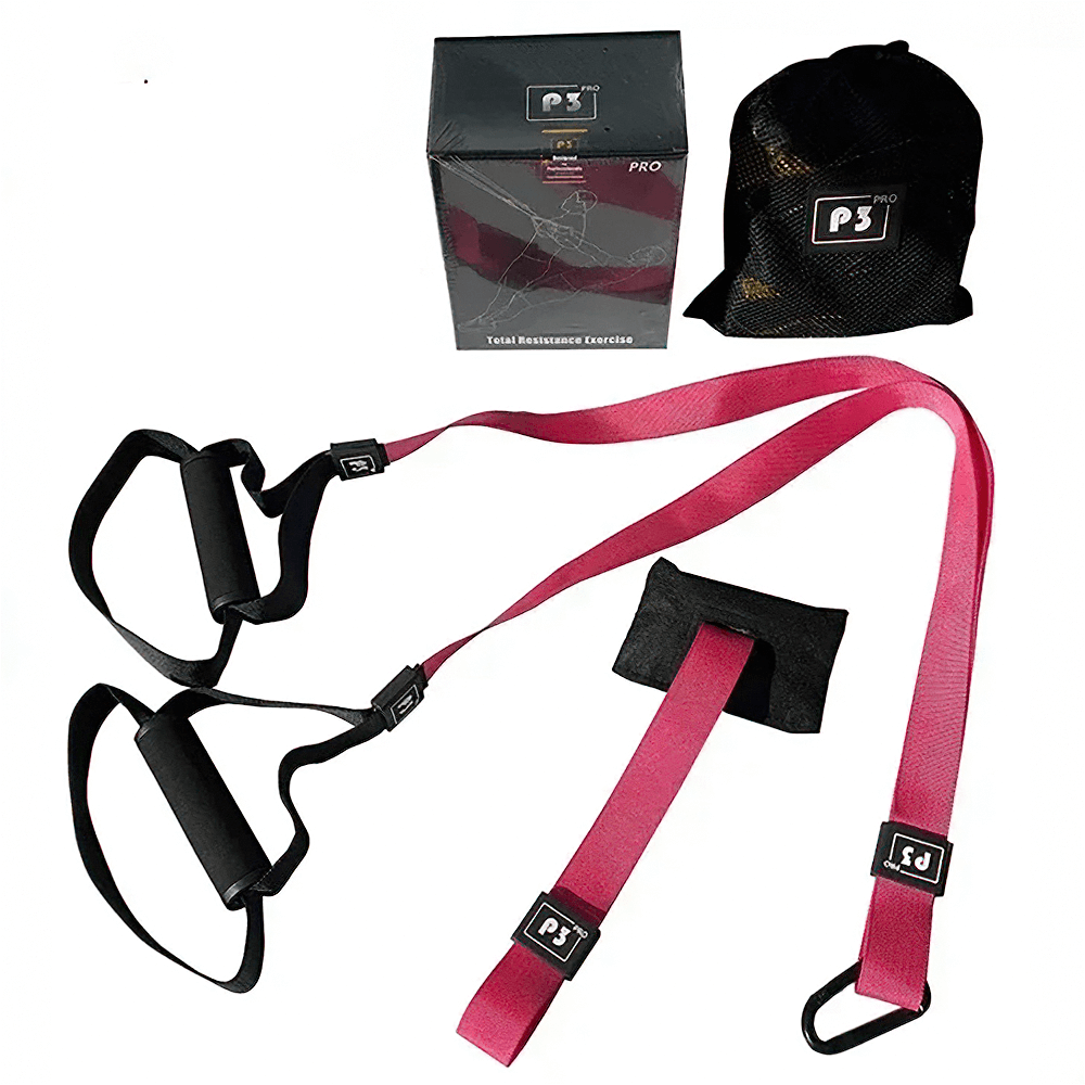 TRX suspension trainer set with door and bar straps, perfect for home workouts, enhancing strength, flexibility, and endurance.