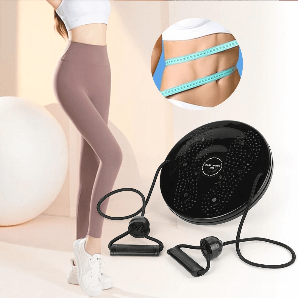 Twist waist disc with resistance bands for core and balance, featuring 360° rotation, massage nodes, and sturdy design for workouts.