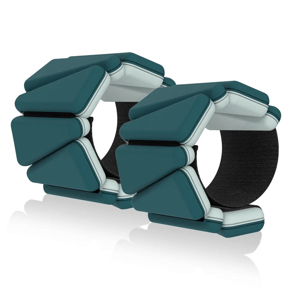 Two-color adjustable fitness bracelet weights SF3361 for wrists and ankles, featuring durable lead-filled silicone blocks for training.