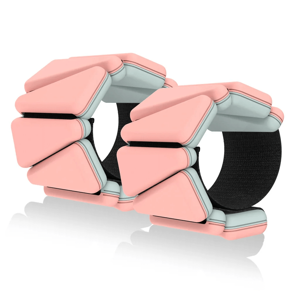 Two-color silicone fitness bracelet weights for wrist and ankle training, featuring pink and gray triangular design, SF3361.