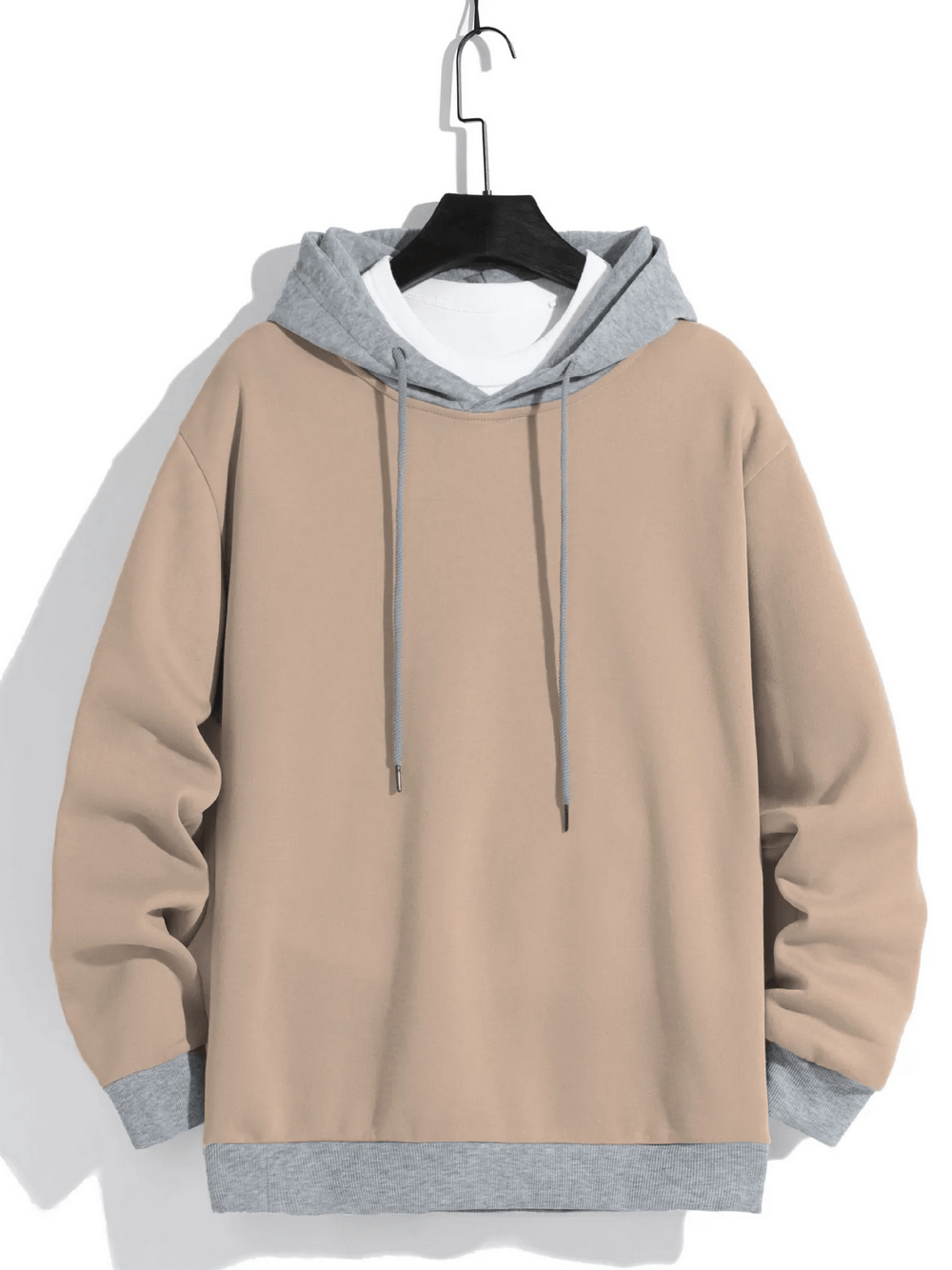 Two Tone Pullover Hoodie with Layered Hood - SF4658