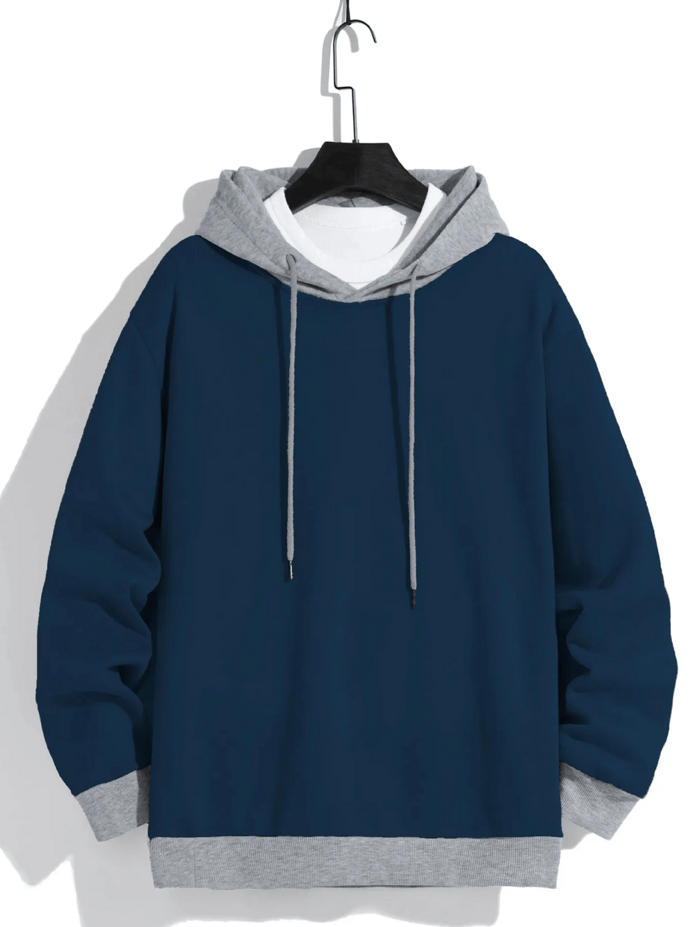 Two Tone Pullover Hoodie with Layered Hood - SF4658