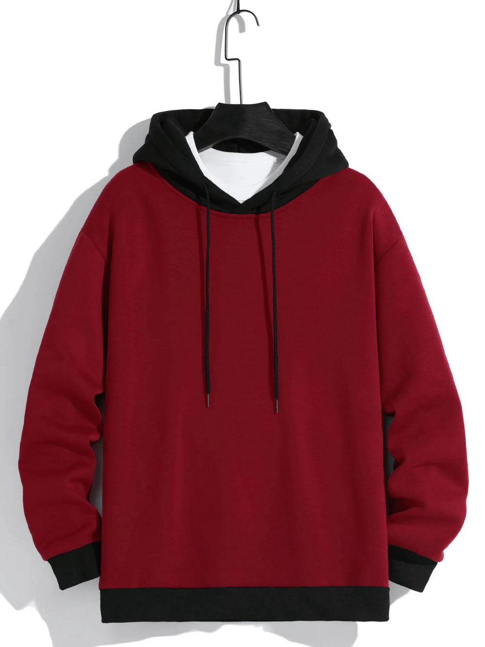 Two Tone Pullover Hoodie with Layered Hood - SF4658