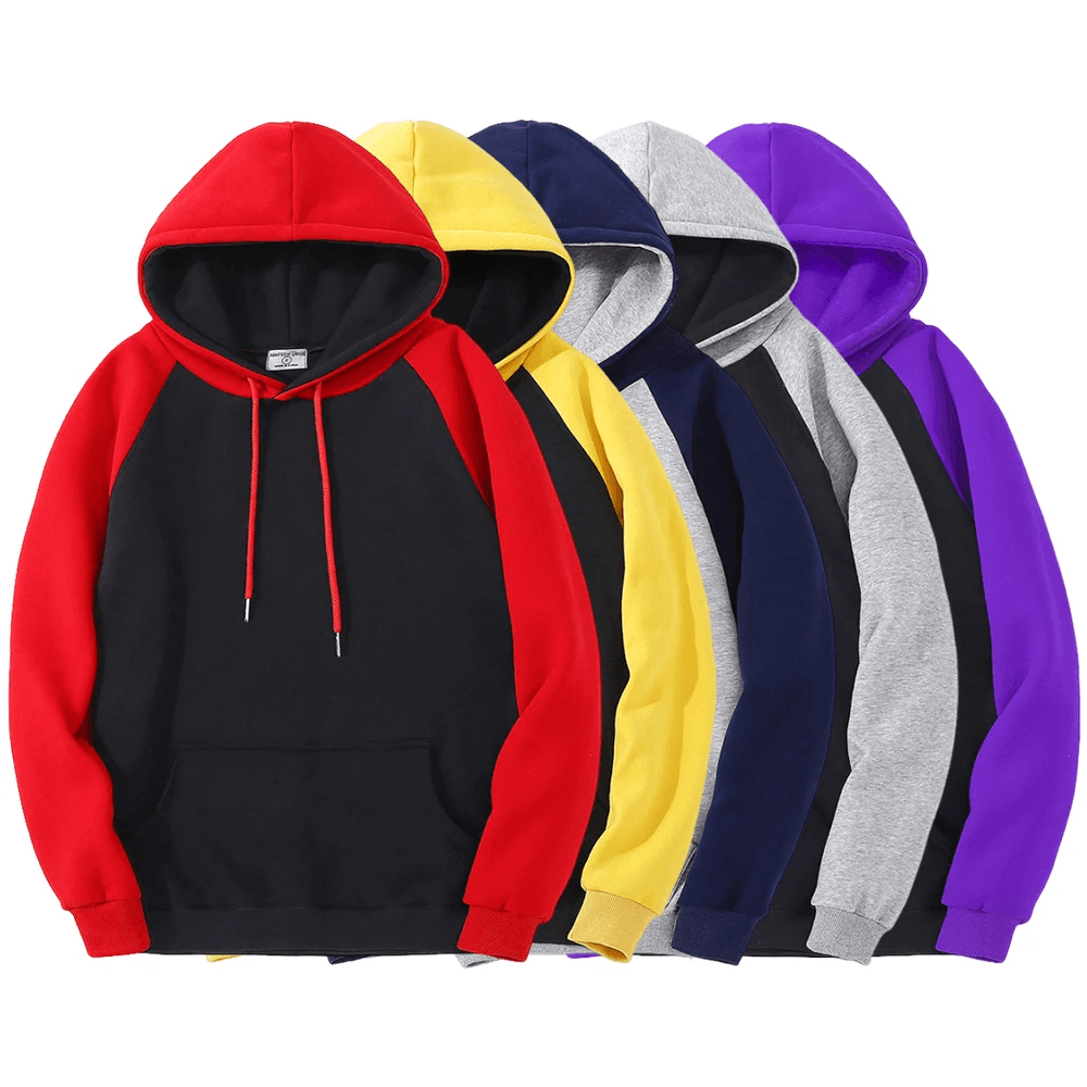 Two Tone Raglan Hoodie with Kangaroo Pocket - SF4610 in various colors, showcasing contrast design and front pocket.