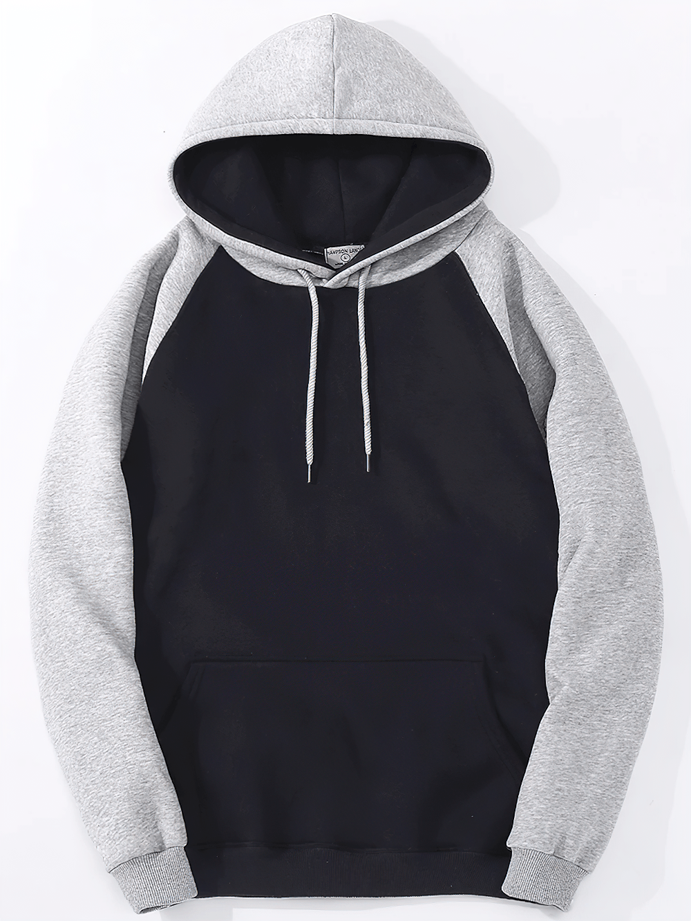 Two Tone Raglan Hoodie with Kangaroo Pocket - SF4610 in gray and black color block design with drawstring hood.