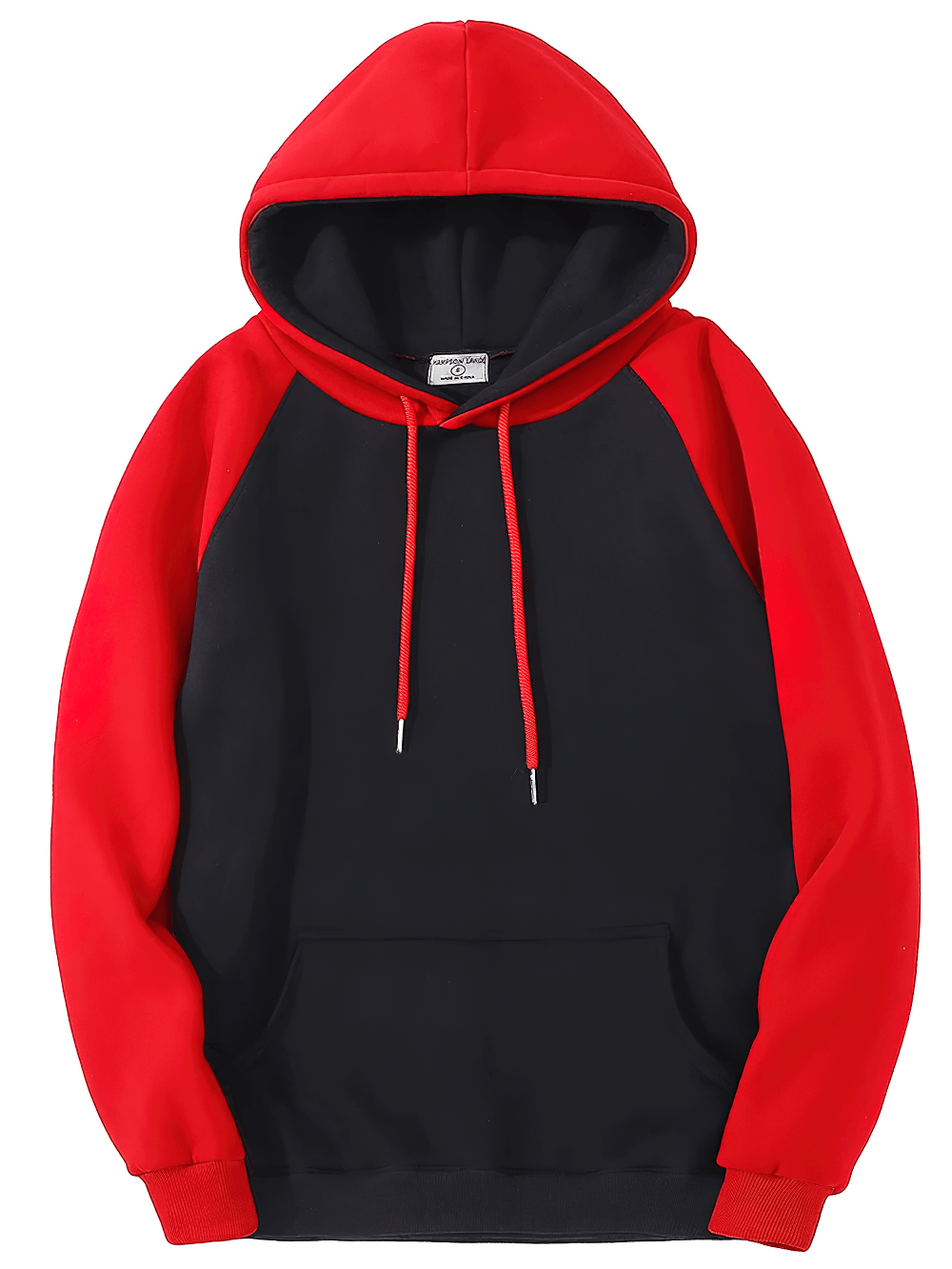 Two Tone Raglan Hoodie with Kangaroo Pocket - SF4610 in red and black with adjustable hood and front pocket.