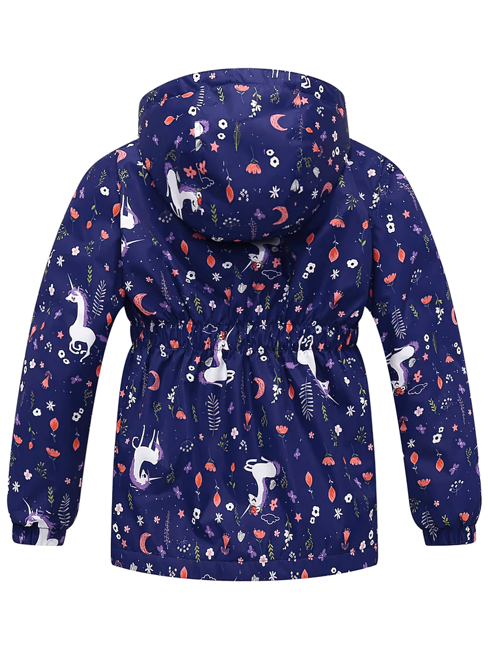 Girls Unicorn Hooded Rain Jacket With Pockets For Girls - SF3609, featuring a magical pattern, water-resistant and perfect for rainy adventures.