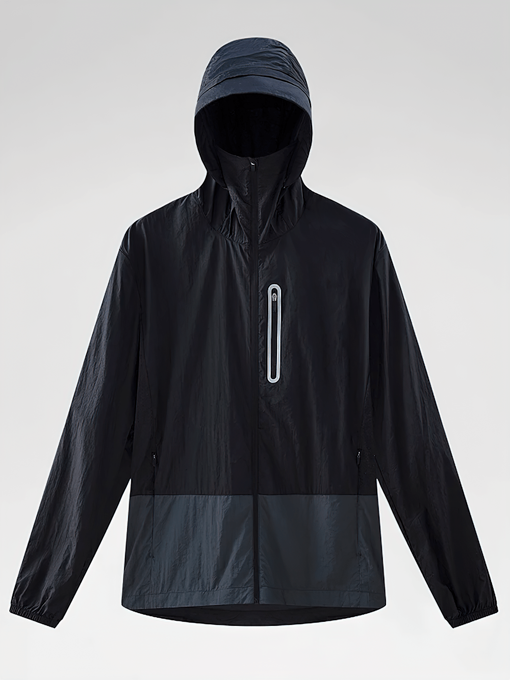 Unisex Anti-UV Hooded Outdoor Windbreaker Jacket - SF4760 in black, featuring a sleek design and functional hood.