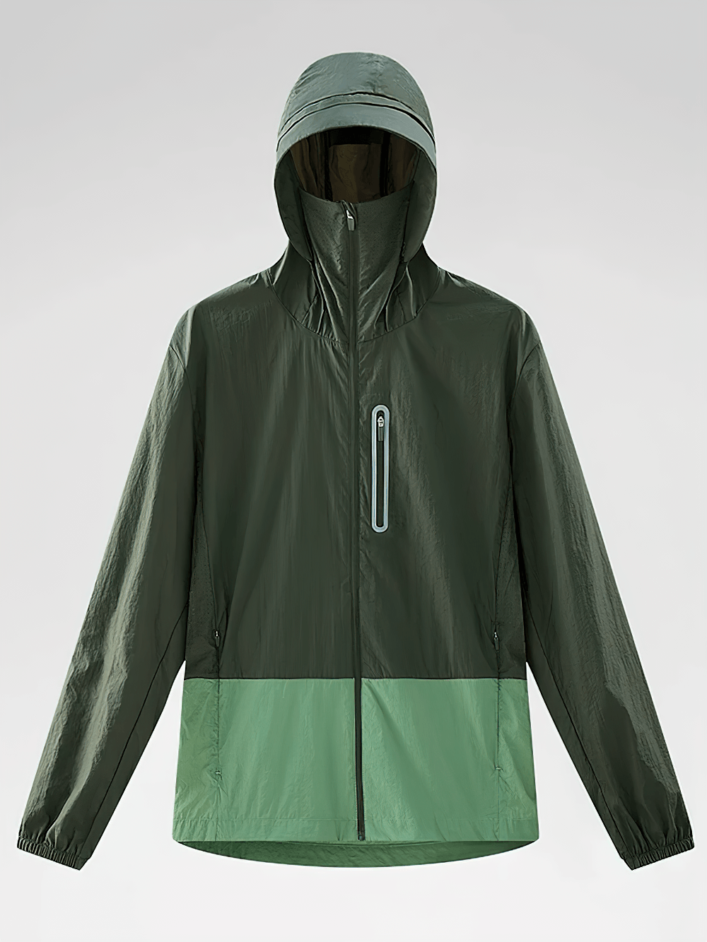 Unisex Anti-UV Hooded Outdoor Windbreaker Jacket - SF4760 in a stylish green color.
