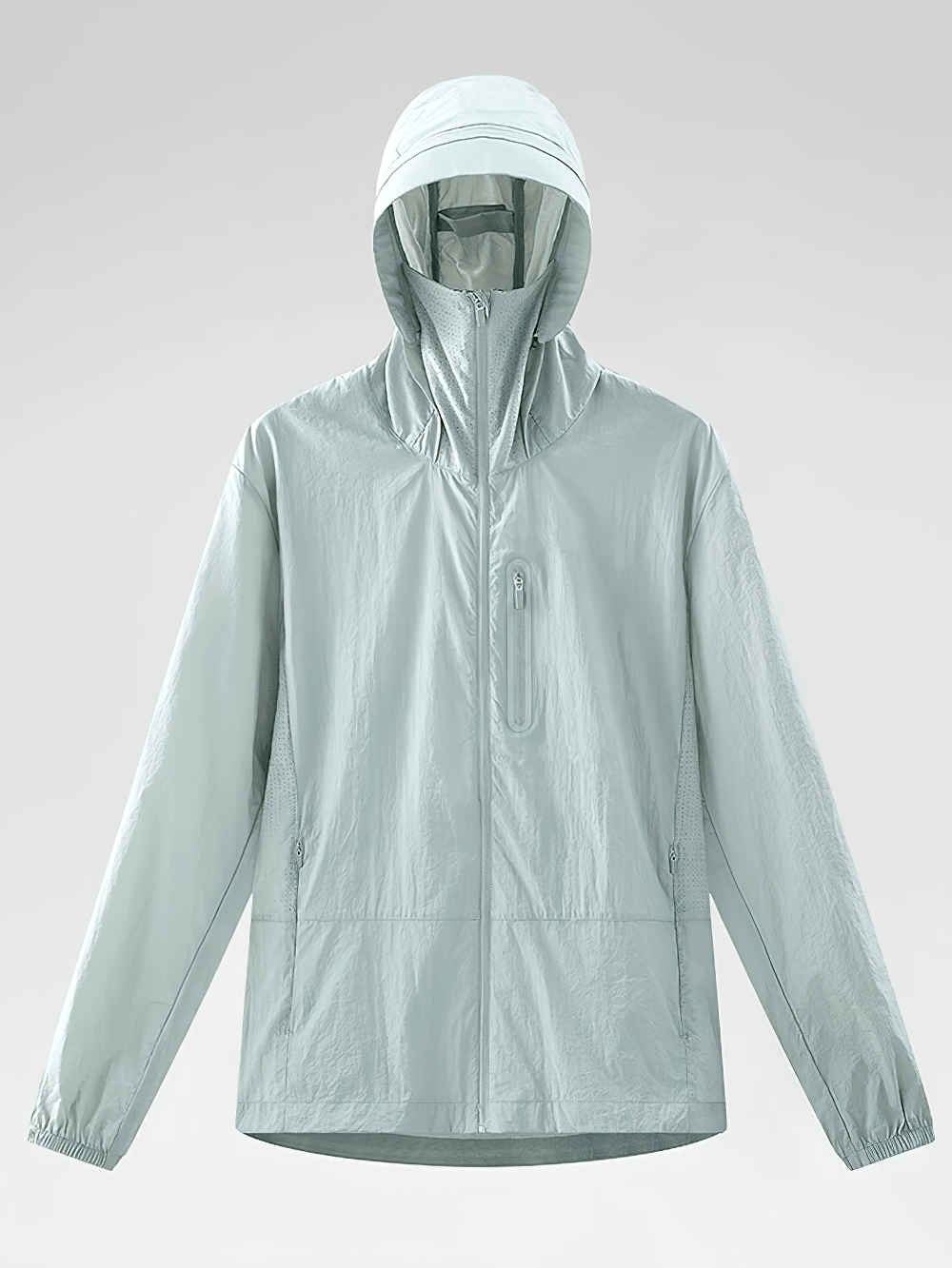 Unisex Anti-UV Hooded Outdoor Windbreaker Jacket - SF4760 in light blue color, perfect for outdoor adventures.