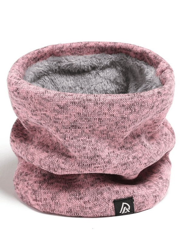 Pink unisex fleece-lined knitted neck warmer SF2013, perfect for winter outings, crafted with cotton and polyester blend for warmth and style.