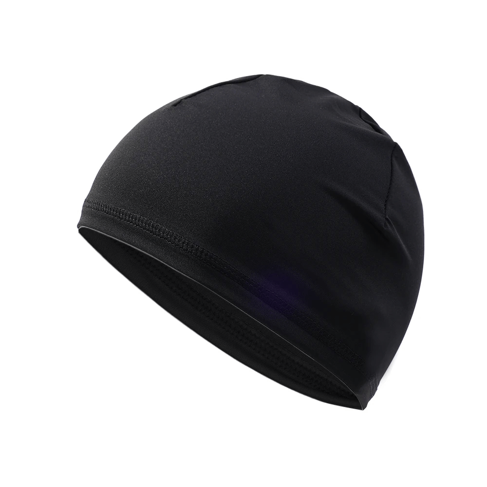 Unisex quick-dry sports skull cap in black for running, cycling, and outdoor activities with sun protection and UV resistance.