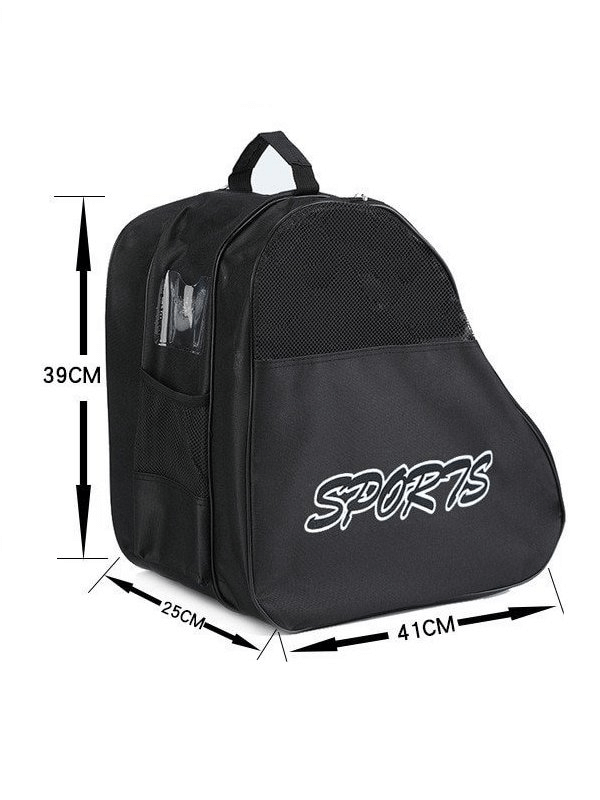 Unisex Portable Mesh Roller Skate Bag with Sports Logo, 39x25x41cm, ideal for storing skating gear and accessories.